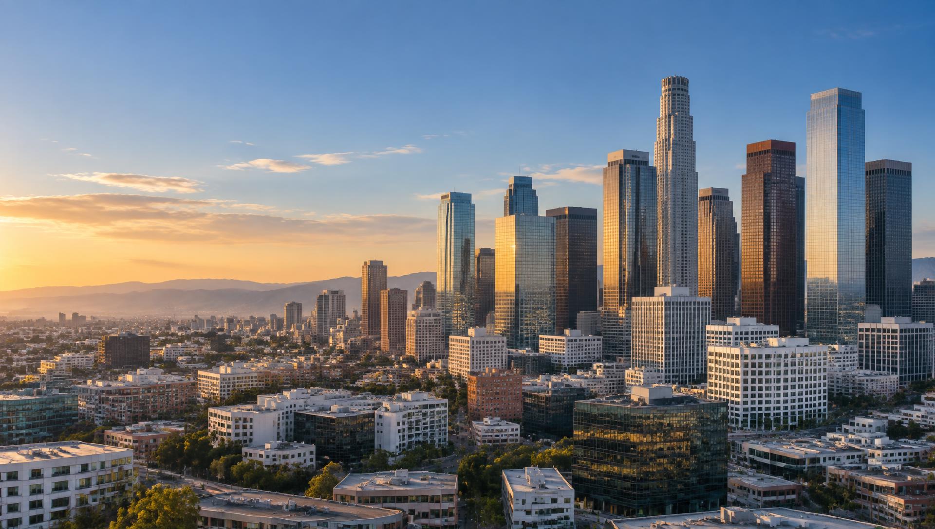 Downtown Los Angeles skyline and city buildings